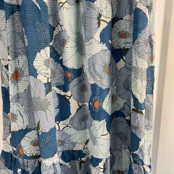 Loft Puff Sleeve Poppy Print Tiered Midi Dress - S - Picture 7 of 7